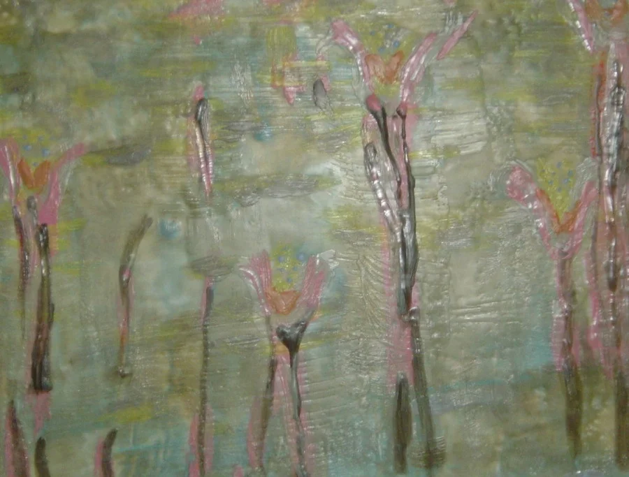 Tiger Lily Stalks | Encaustic | Abstract Art | Dandridge Art | SOLD
