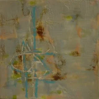Aqua Heiroglyphics | Encaustic | Abstract Art | Dandridge Art | SOLD