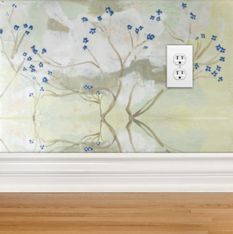 Dandridge Art | Blue Flowers Wallpaper | Large Scale | 12"h x 24"w | Swatch B