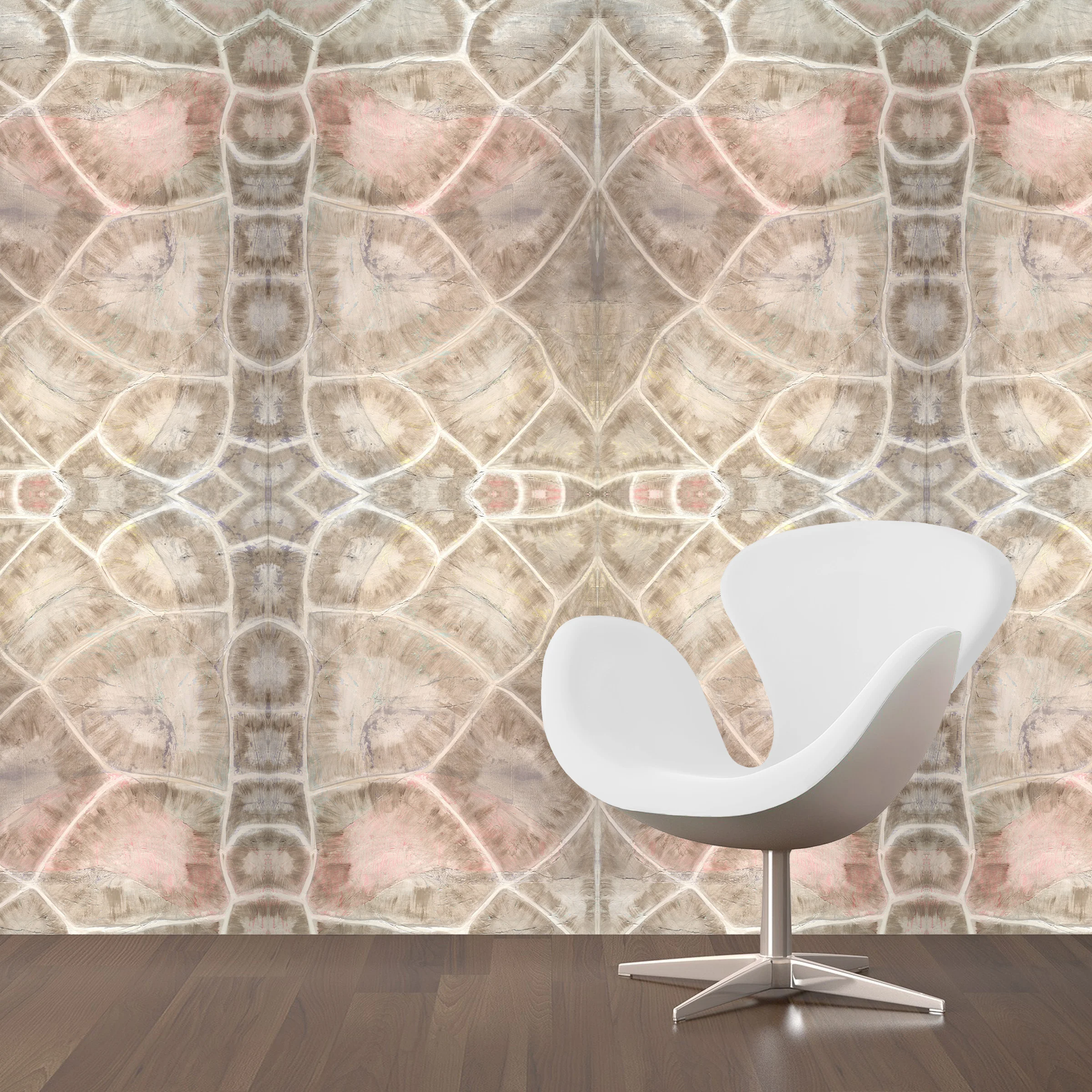 Dandridge Art | Tortoise Shell Wallpaper | Coral | Large Scale | Mirrored Repeat