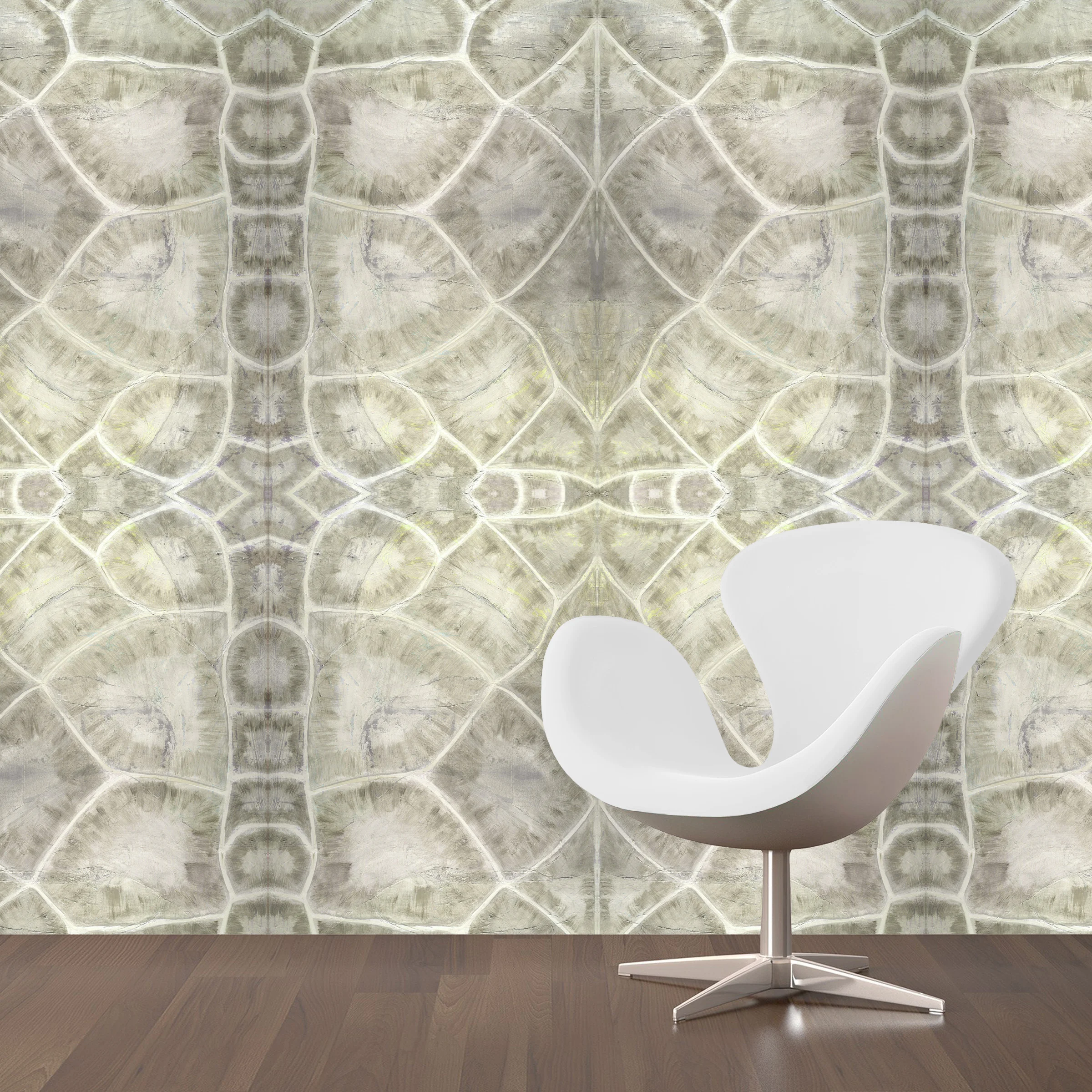 Dandridge Art | Tortoise Shell Wallpaper | Green | Large Scale | Mirrored Repeat