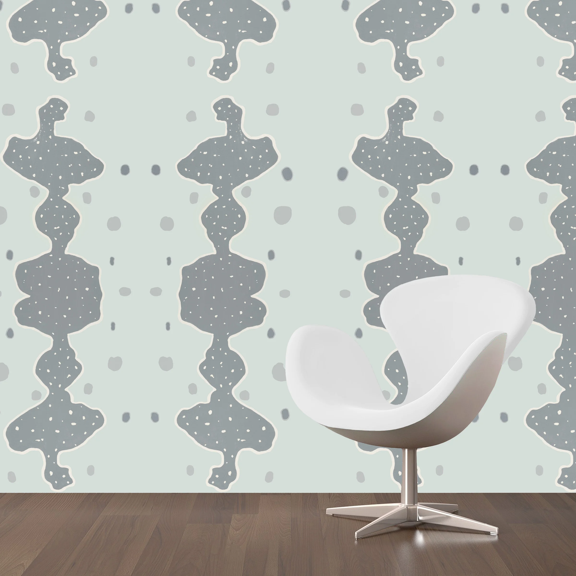 Dandridge Art | Bullfrog Skin Wallpaper | Steel Blue | Large Scale | Mirrored Repeat