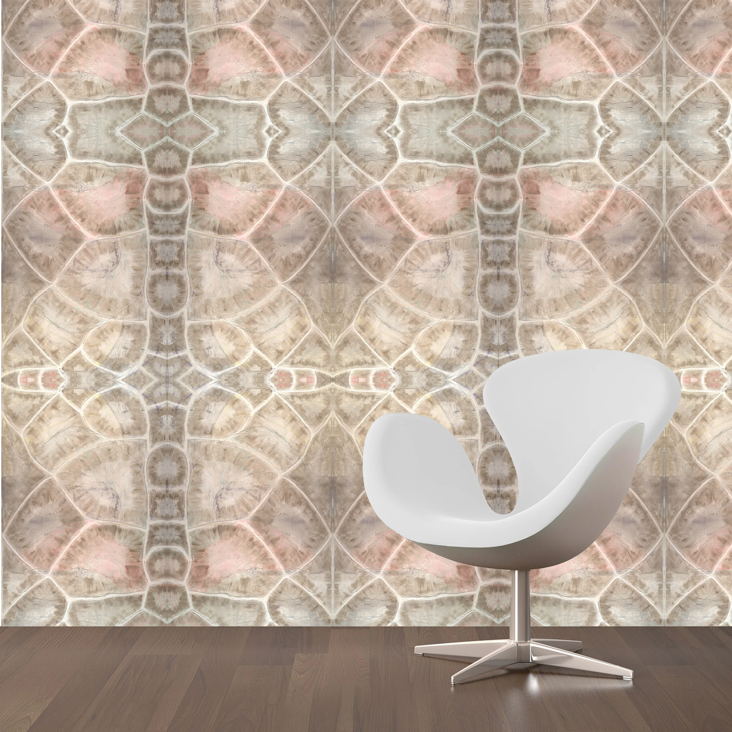 Dandridge Art | Tortoise Shell Wallpaper | Coral | Mirrored Repeat