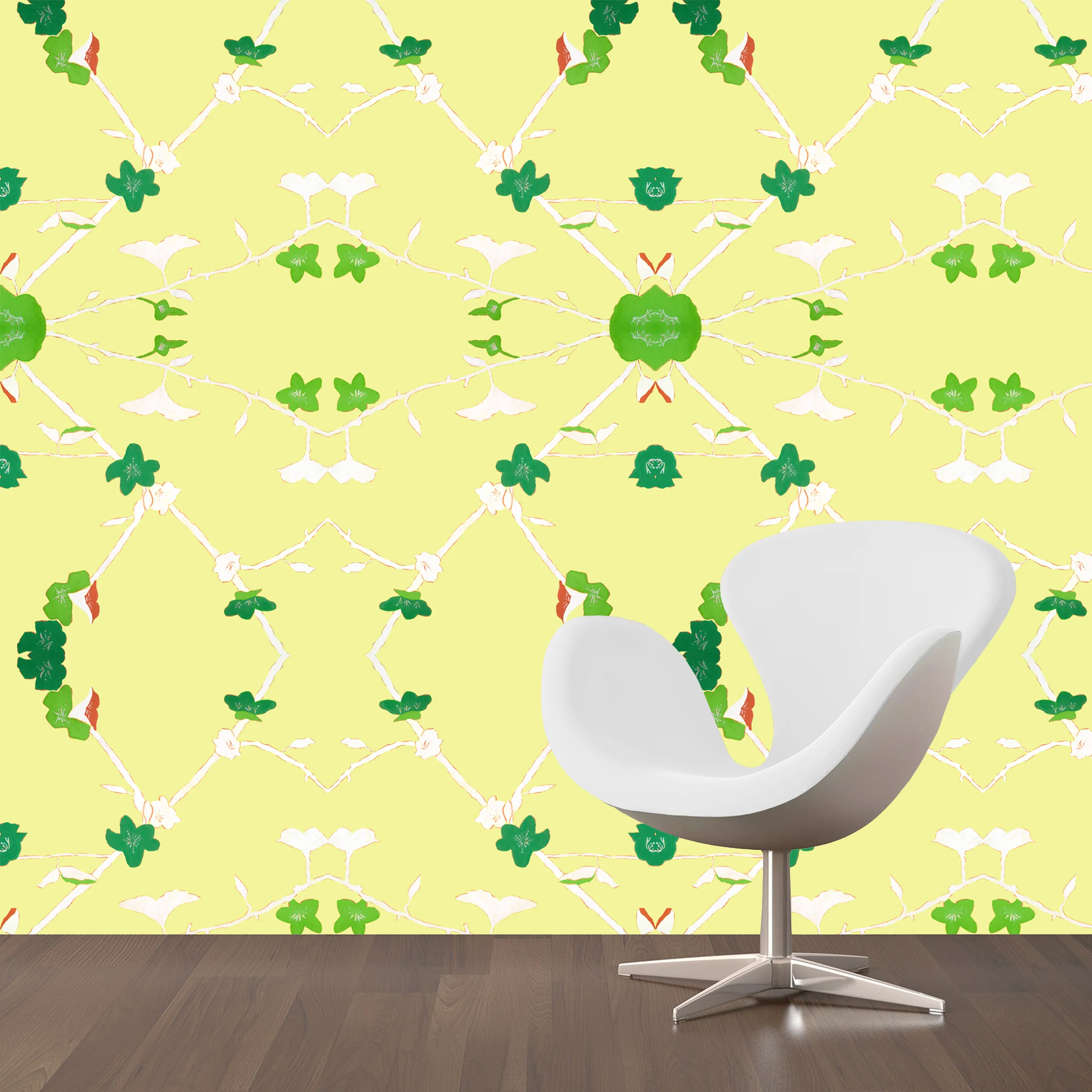 Dandridge Art | 70's Floral Wallpaper | Large Scale | Mirrored Repeat