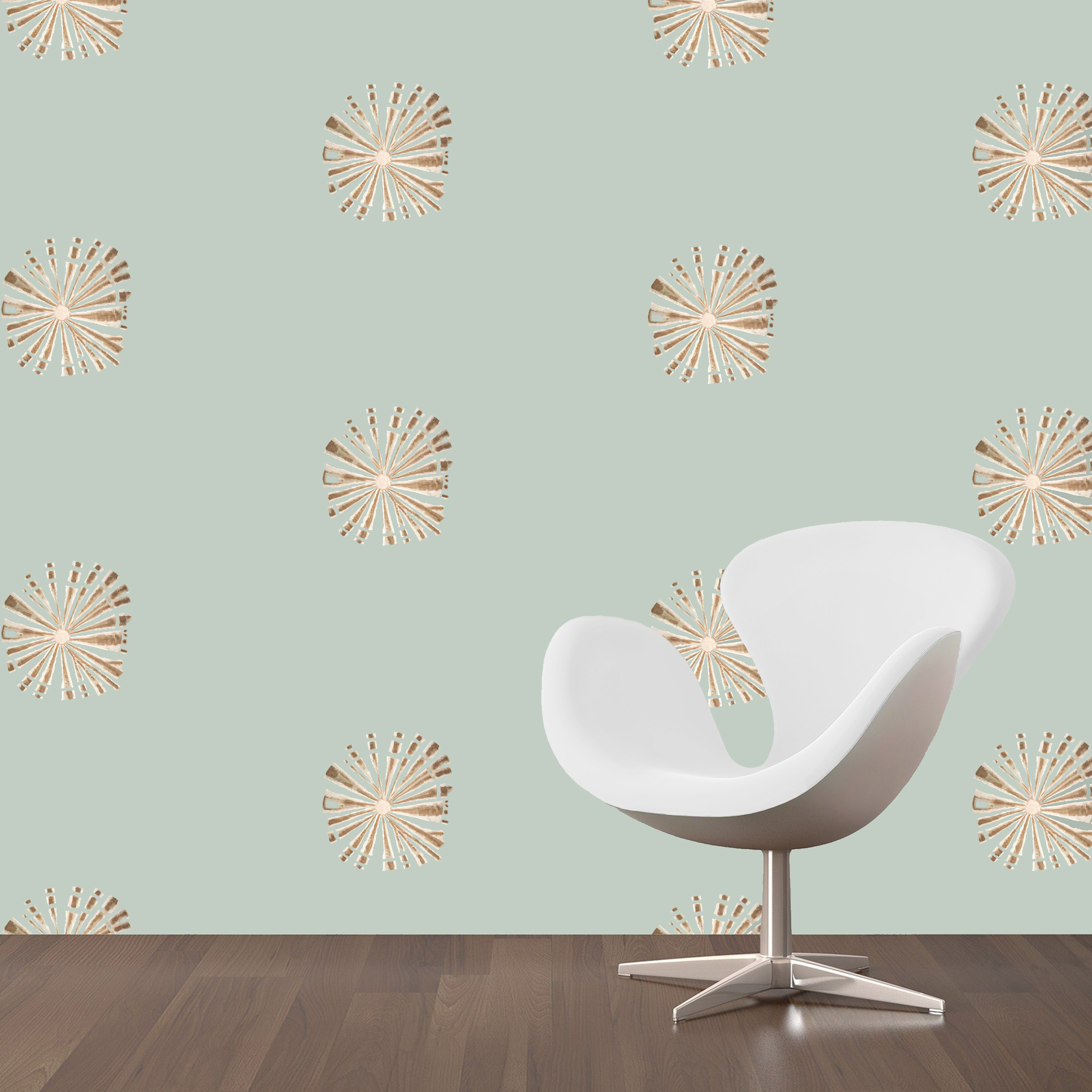 Dandridge Art | Shell Flower Wallpaper| Large Scale | Half-Drop Repeat
