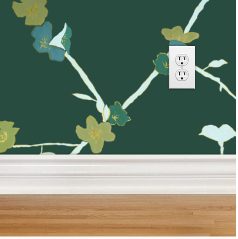 Dandridge Art | 70's Floral Wallpaper | Teal | 12"h x 24"w | Swatch A