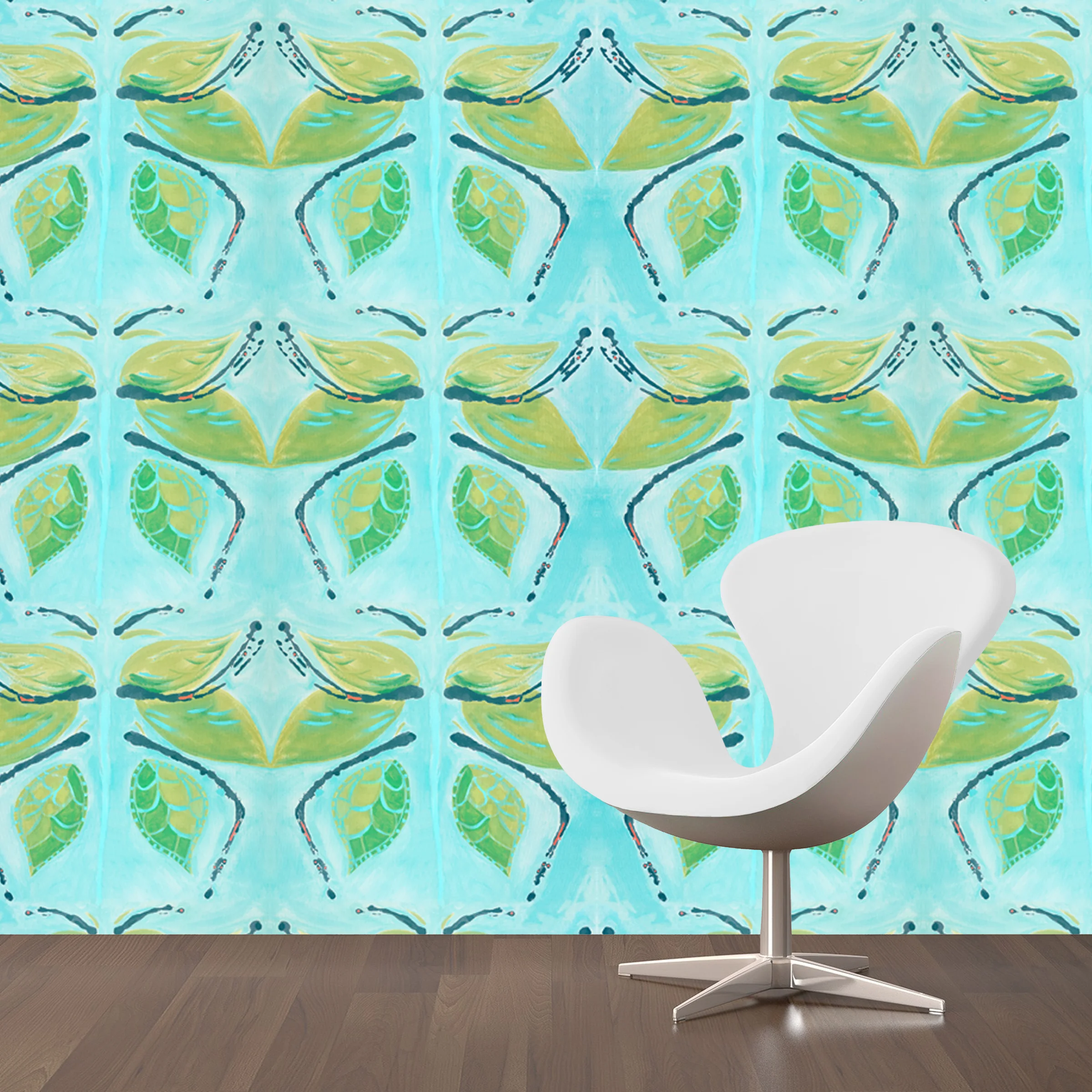 Dandridge Art | Green Butterfly Wallpaper | Basic Repeat