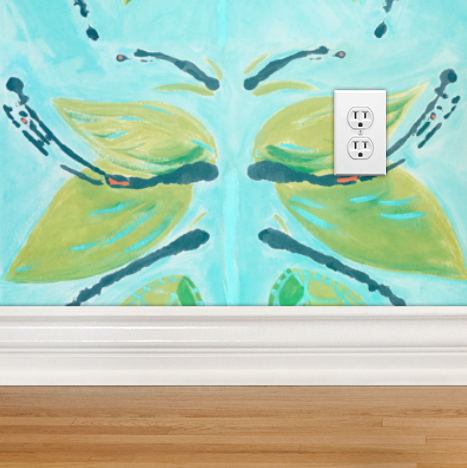 Dandridge Art | Green Butterfly Wallpaper | 12”h x 24"w | Swatch B