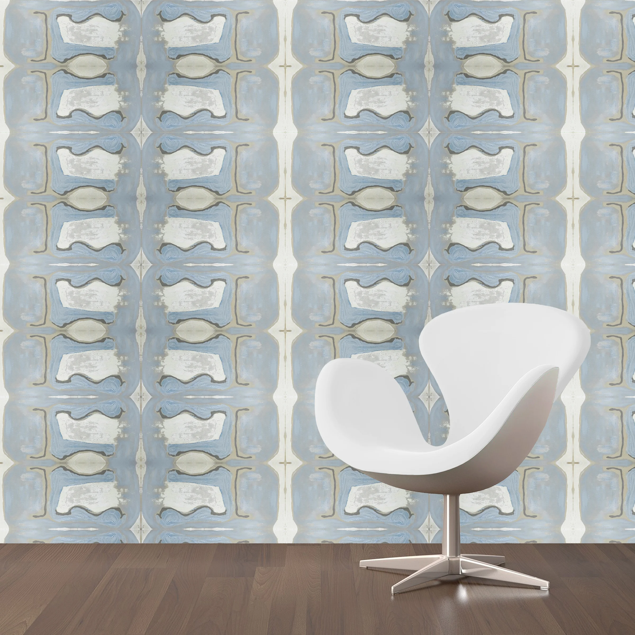 Dandridge Art | Blue Tusk Wallpaper | Mirrored Repeat