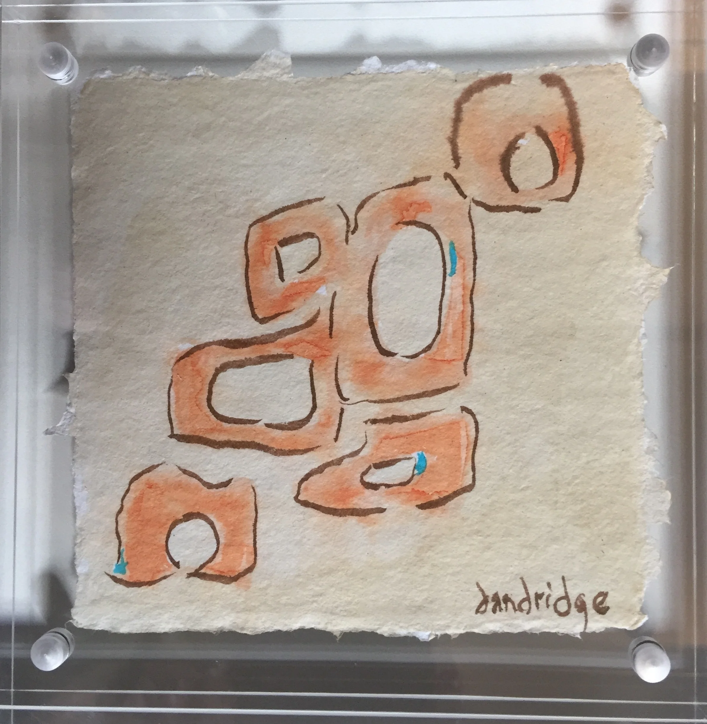 Cave Painting I | 4" x 4" | Watercolor | Dandridge Art | Abstract Art