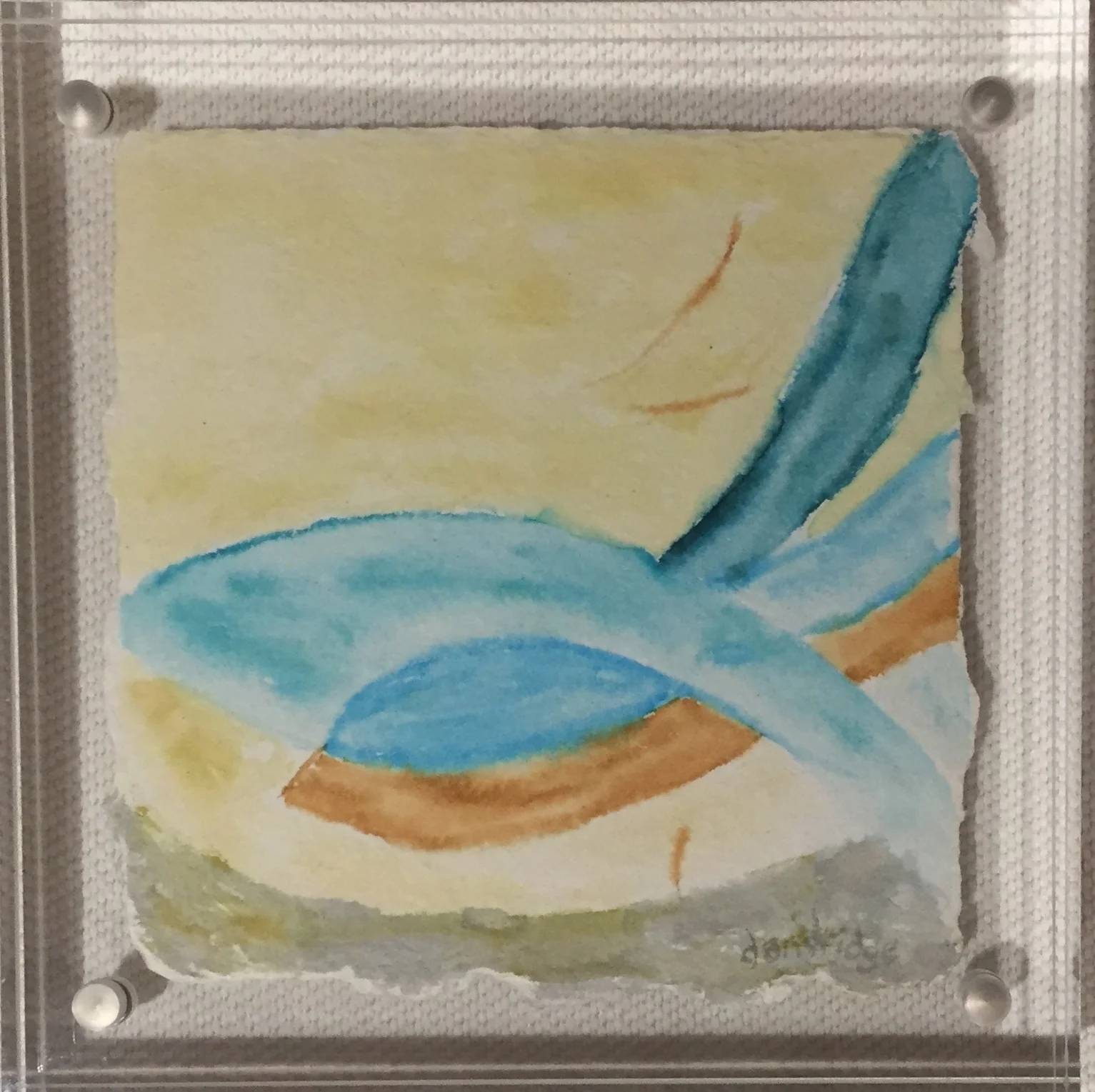 Three Petite Fish | 4" x 4" | Watercolor | Dandridge Art | Abstract Art | N/A