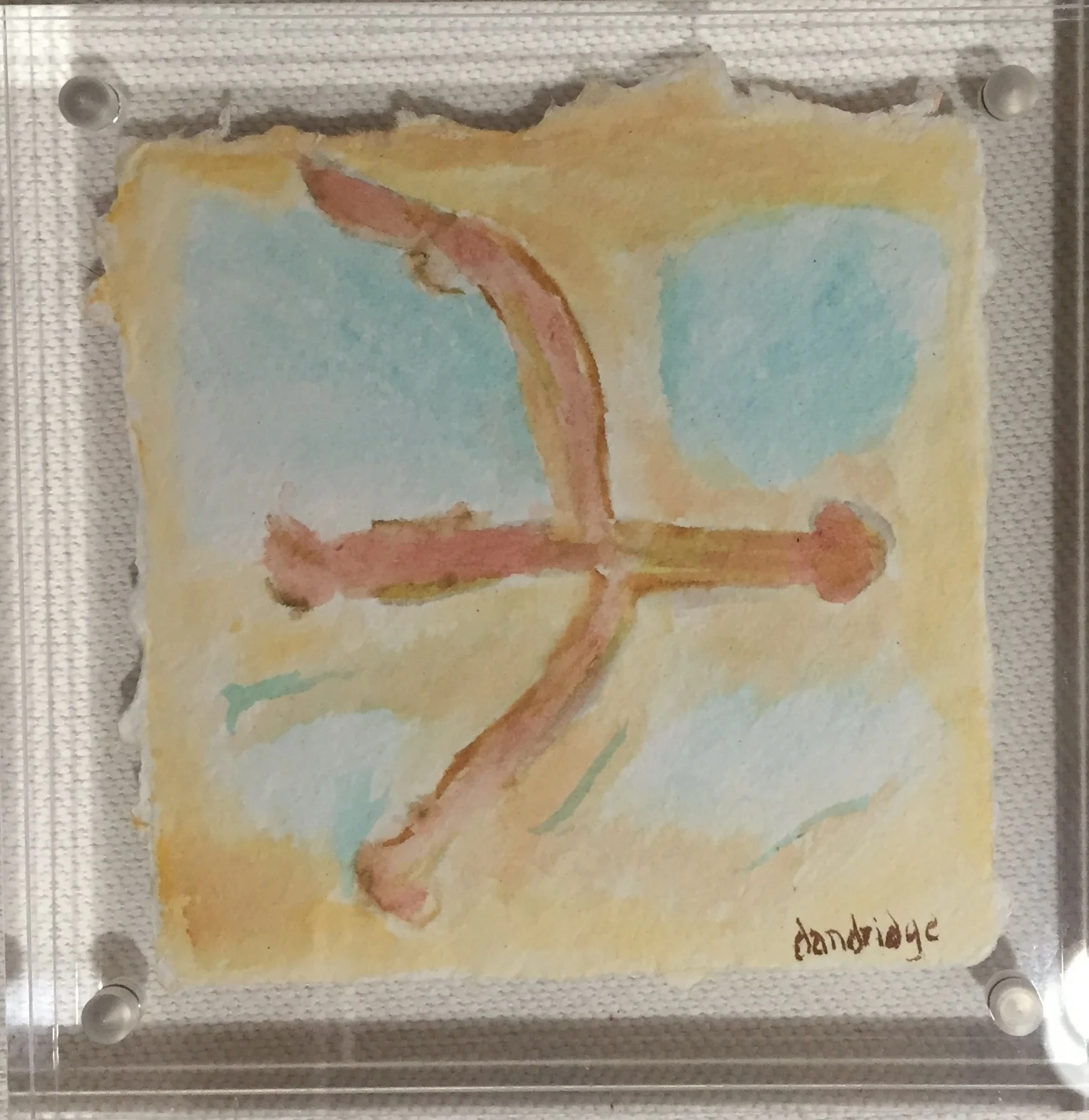Encrusted Petite Bow | 4" x 4" | Watercolor | Dandridge Art | Abstract Art