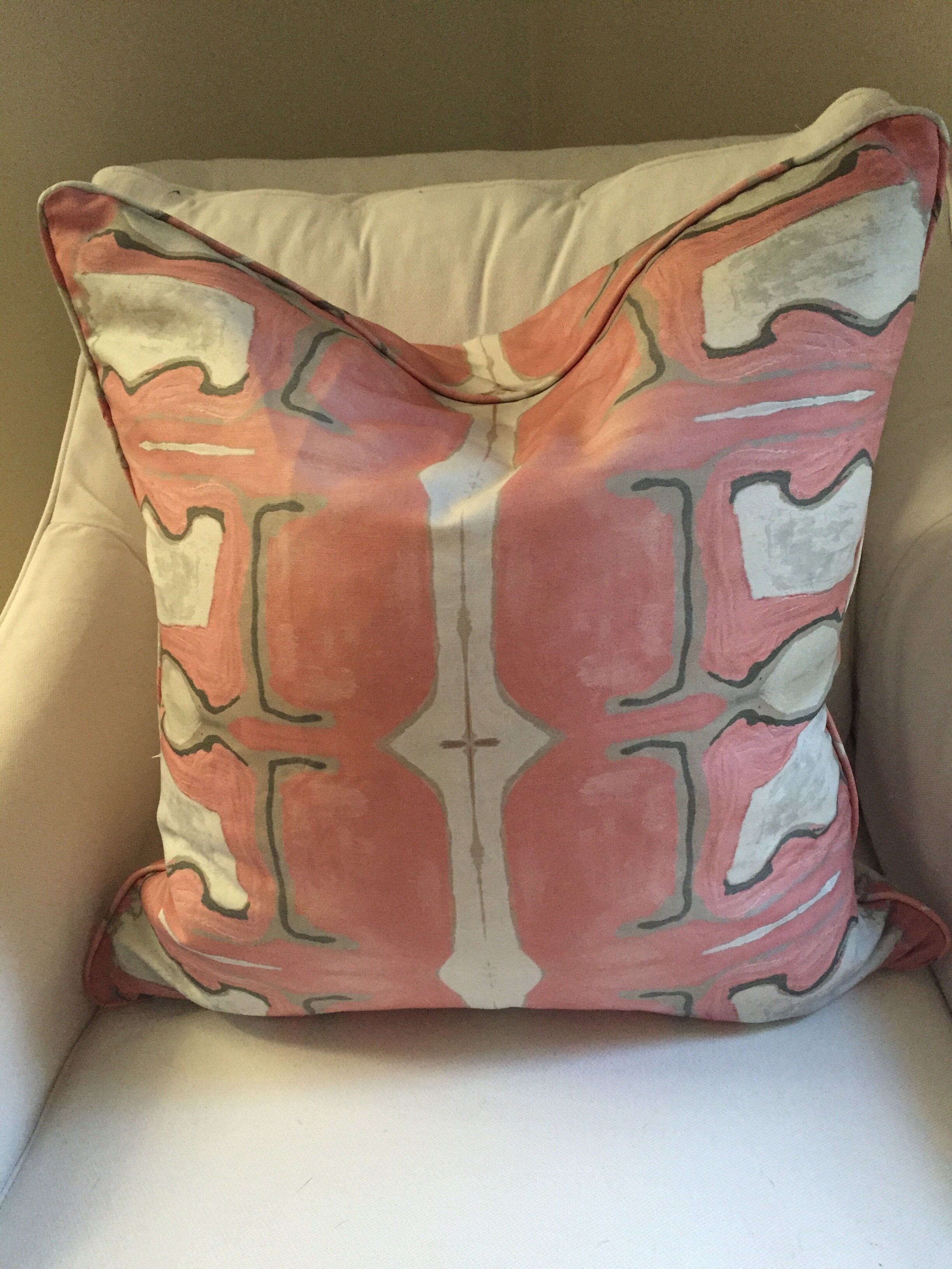 Dandridge Art | Coral Tusk Decorative Pillow | 24 x 24 | Linen Cotton Canvas | Richmond, VA 