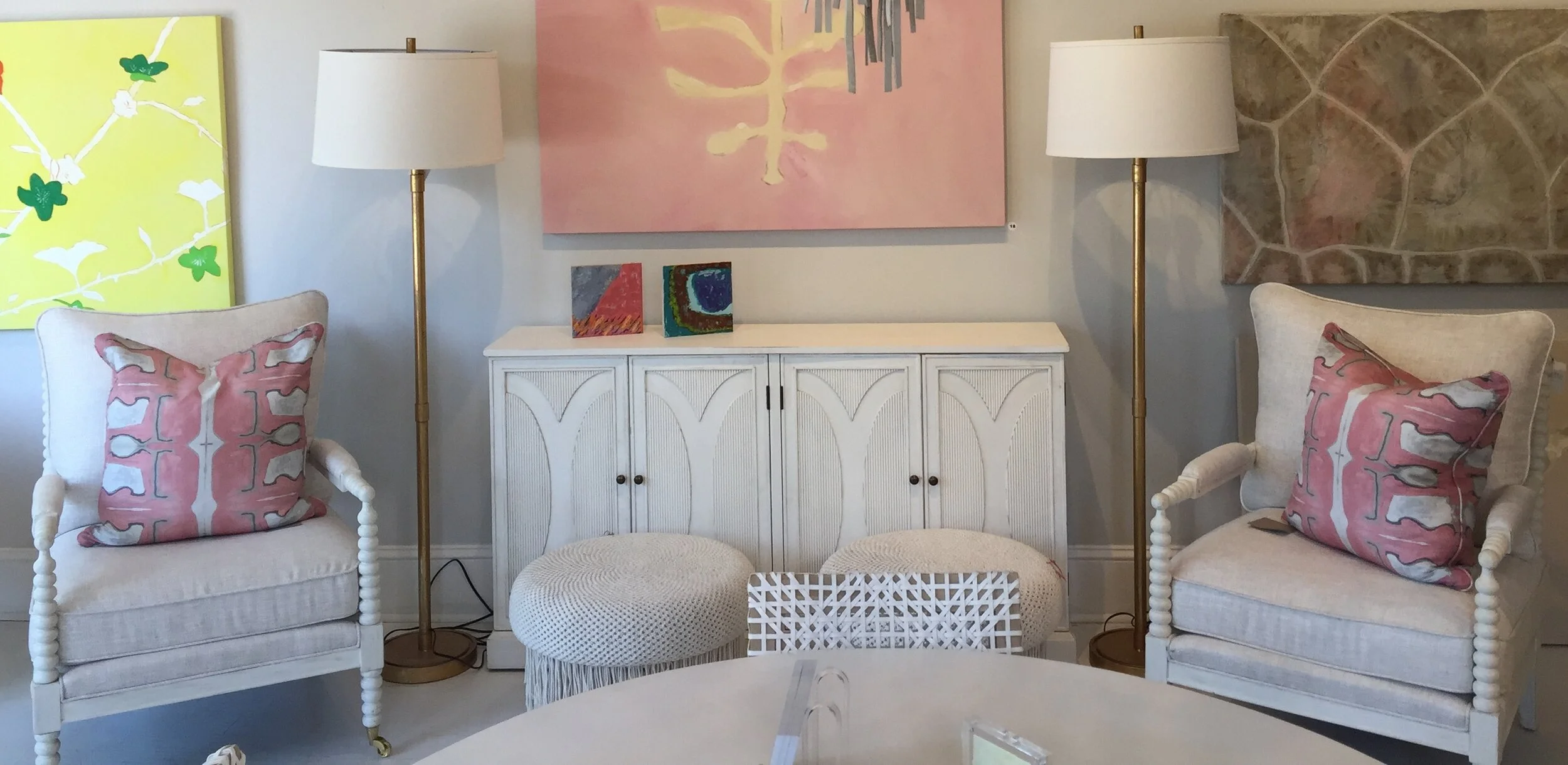 Dandridge Art | Coral Tusk  Pillow | 24" x 24" | Linen Cotton Canvas | Abstract Decorative Pillow