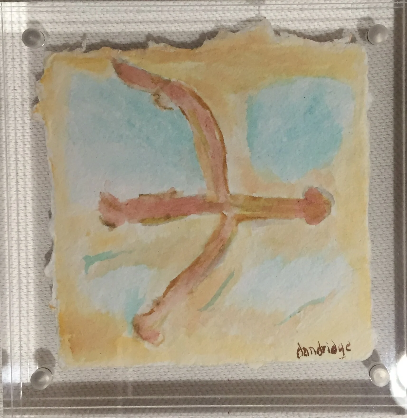 Encrusted Petite Bow | 4" x 4" | Watercolor on Rag Paper in Acrylic Frame | Dandridge Art | Abstract Art | $120 