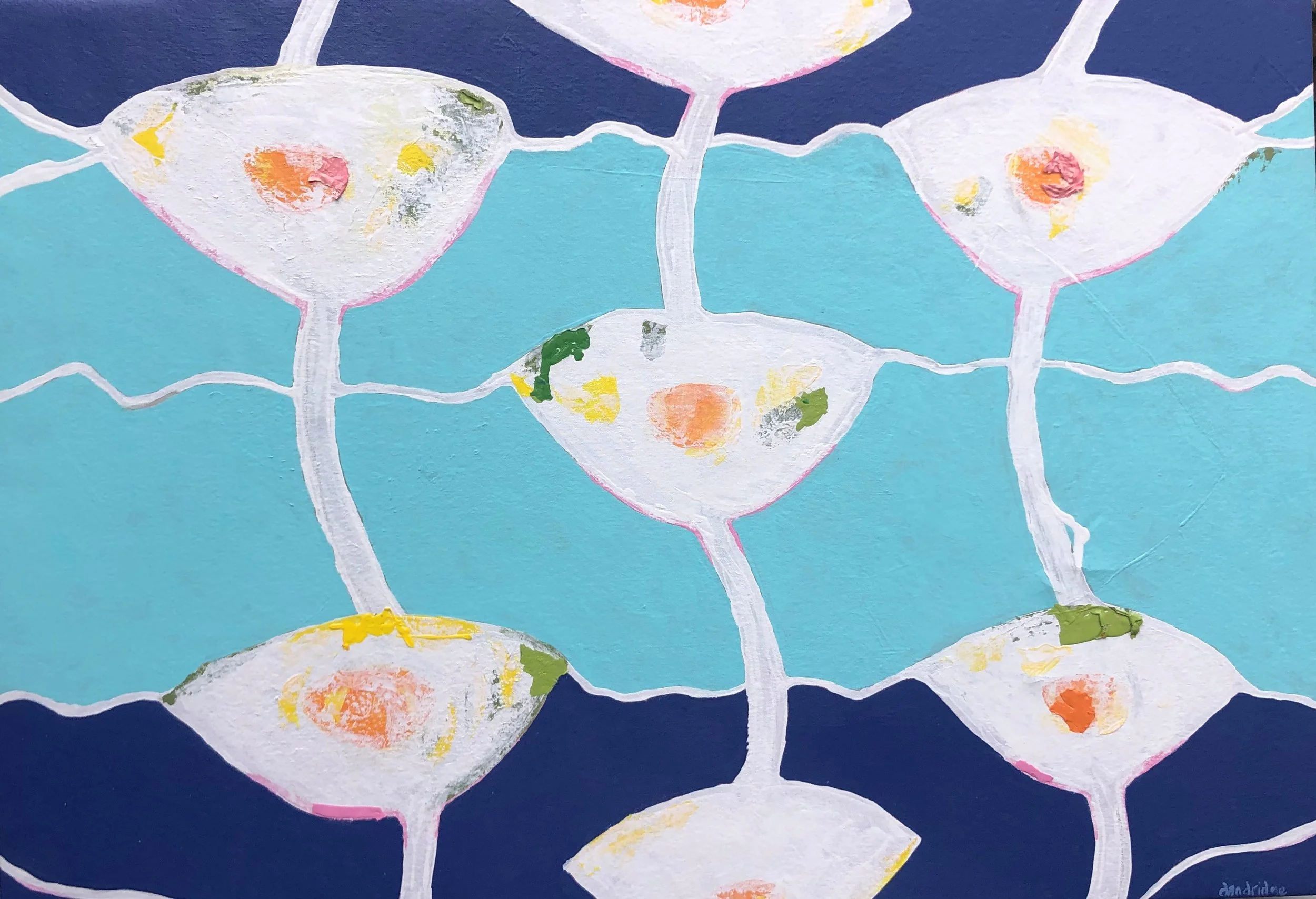 Amoeba Sea Eyes | 30"h x 43"w | Mixed Media on Canvas | Abstract Art | Dandridge Art | SOLD 