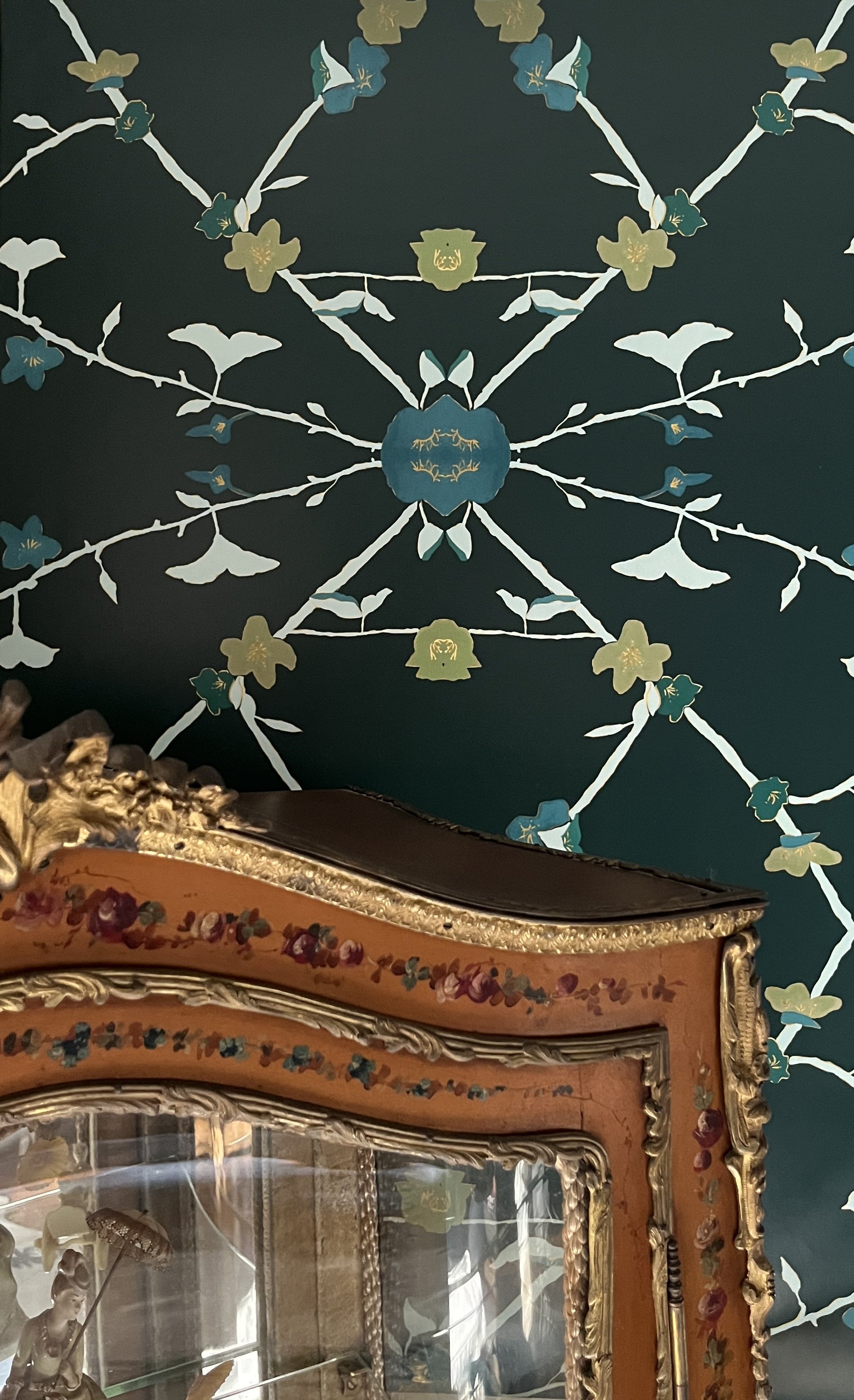 Teal 70's Floral Wallpaper | The Palm Beach Collection | Dandridge Art