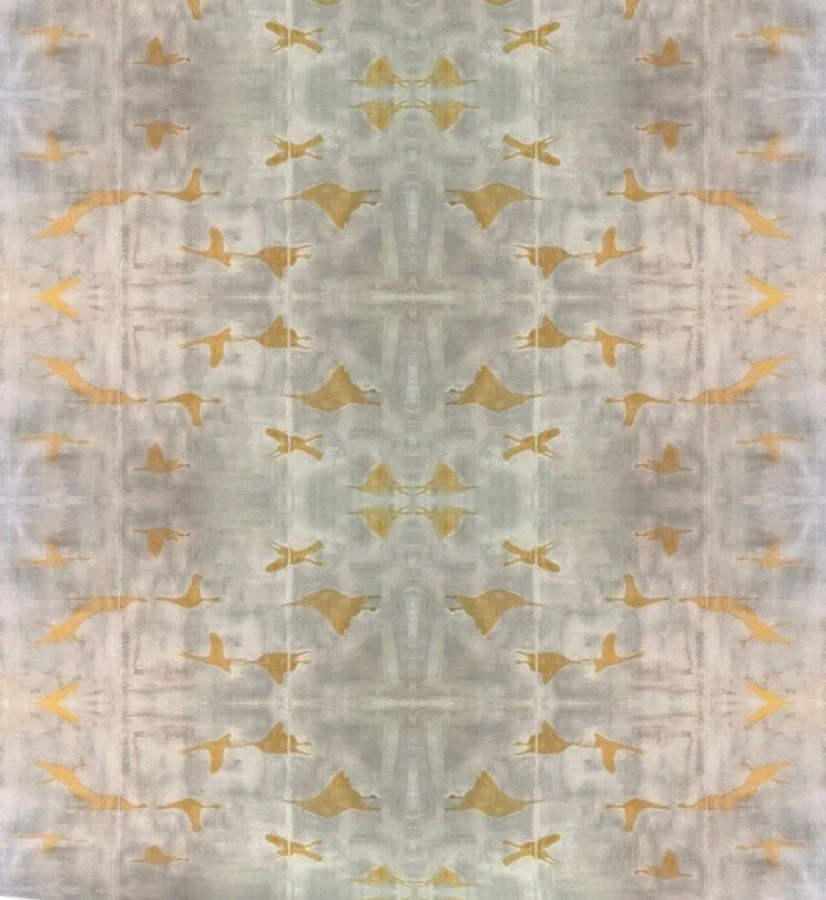 Golden Geese Wallpaper | Silver + Gold Metallic | Mirror Repeat | VR: 12"