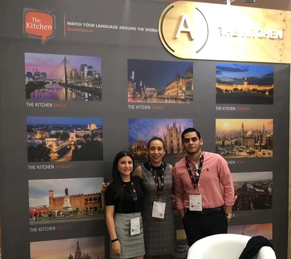 Alexis, Maritza and Diego at the Hospitality Pod in MIPCancun