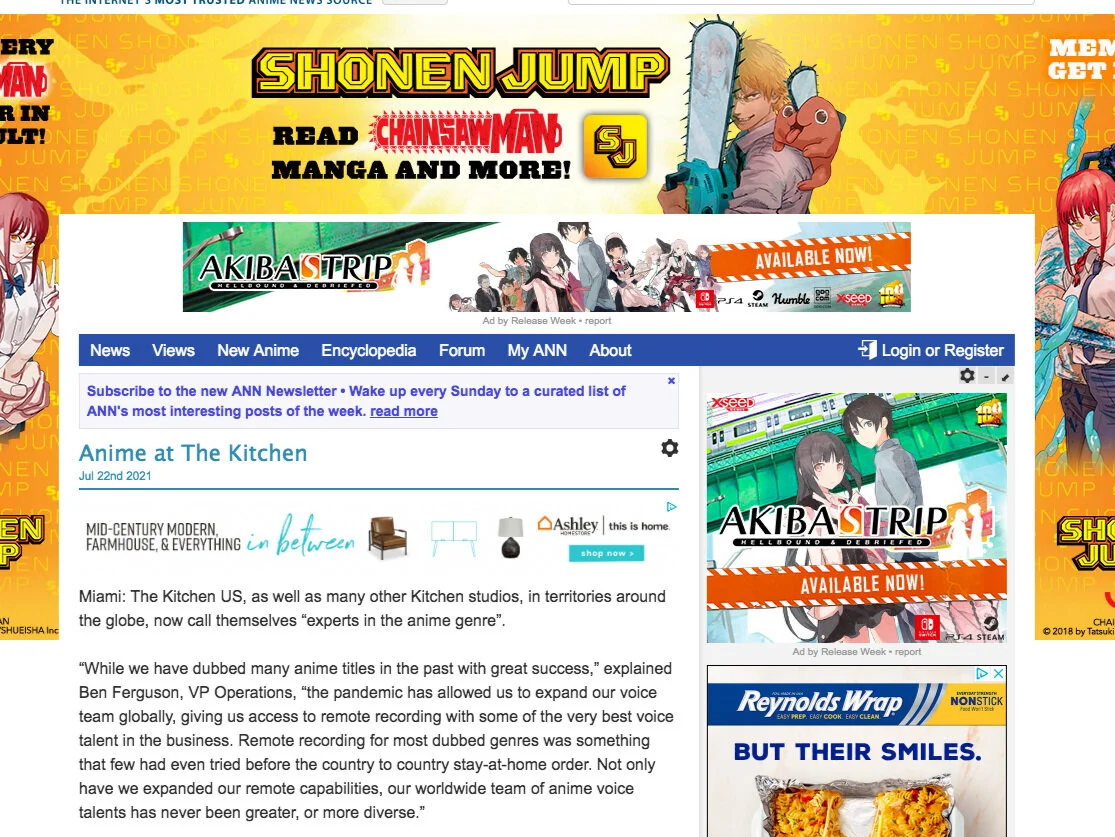 The Kitchen is excited to call themselves "experts in the anime genre"...