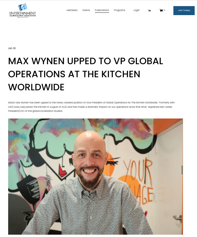 Thank you to EGA for Covering our New VP of Global Operations!