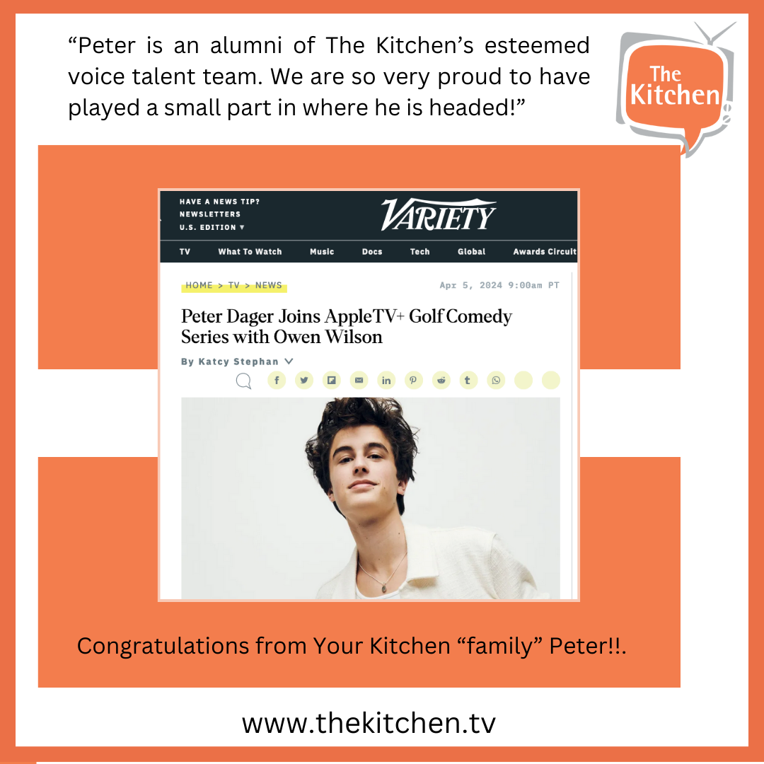 Congratulations to Peter, an estemeed alumni of the Kitchen's voice team