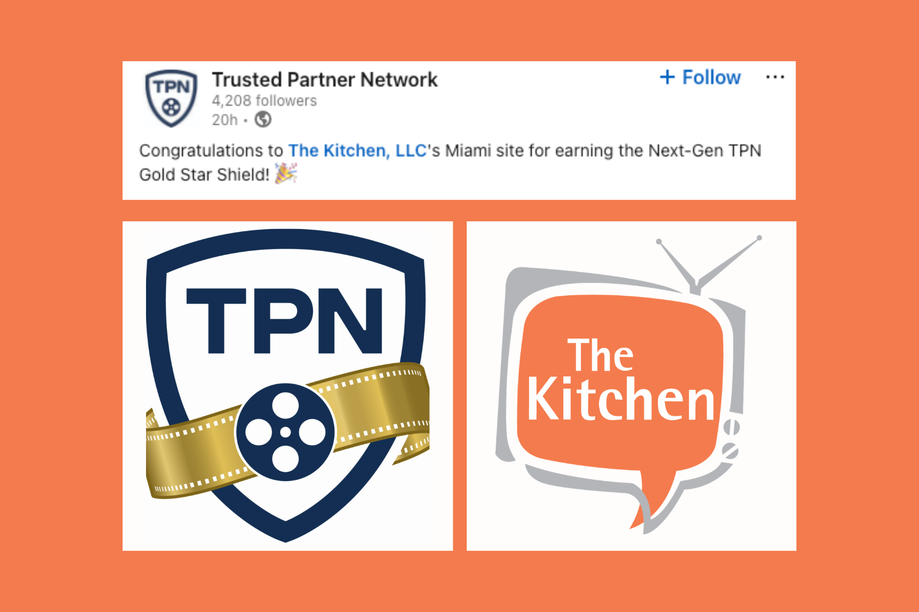 Thank you TPN! "Congratulations to The Kitchen, LLC's Miami site for earning the Next-Gen TPN Gold Star Shield! 🎉 " 