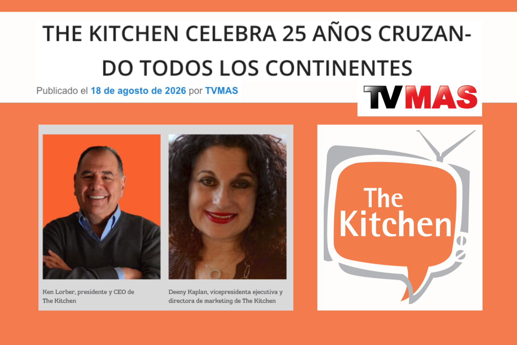 TV MAS comparte, "THE KITCHEN CELEBRA 25 AÑOS CRUZANDO TODOS LOS CONTINENTES"