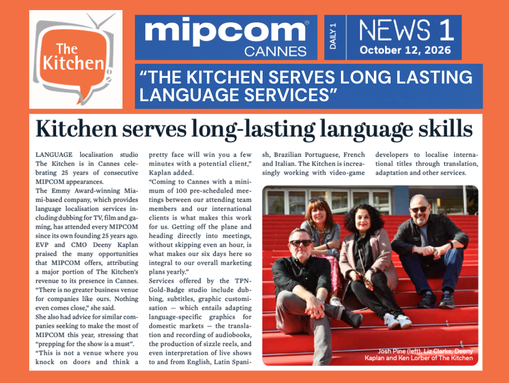 MIPCOM Daily News October 12, 2026 shares "The Kitchen Serves Long-Lasting Language Skills"