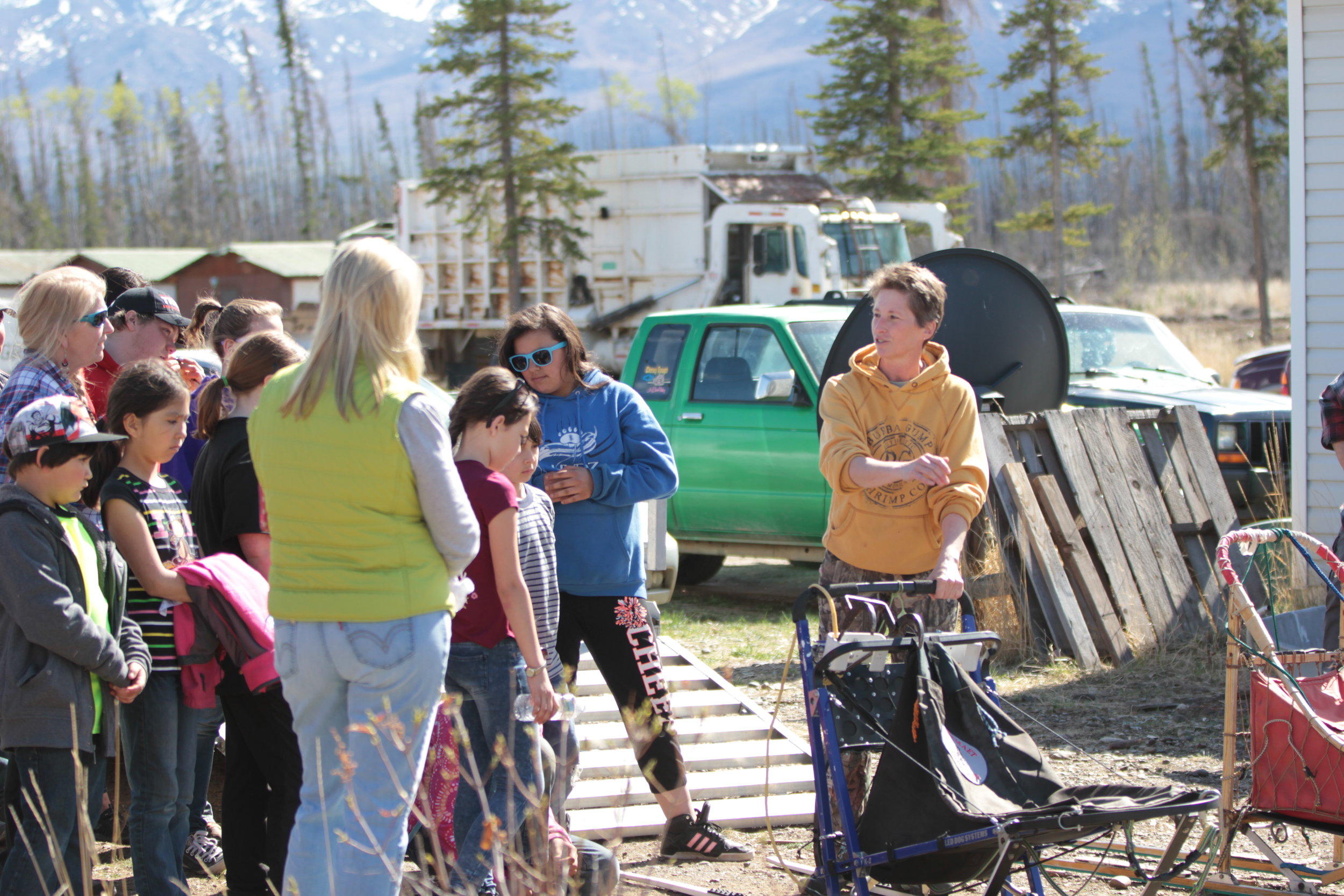 Eagle & Tanacross students learn about the sled.