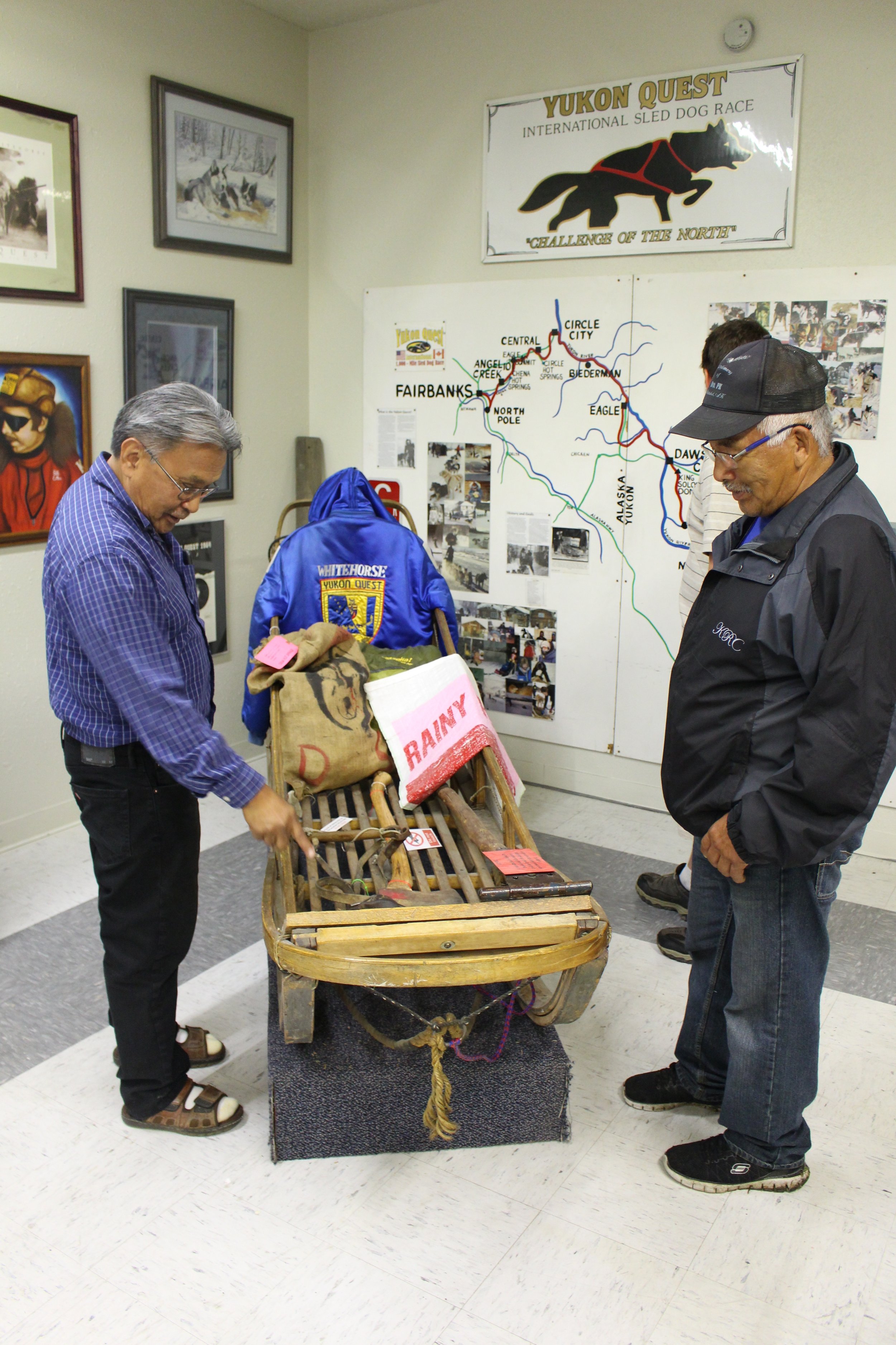 Dog Musher Teachers check out dog sled during field trip to the Fairbanks Community Museum.