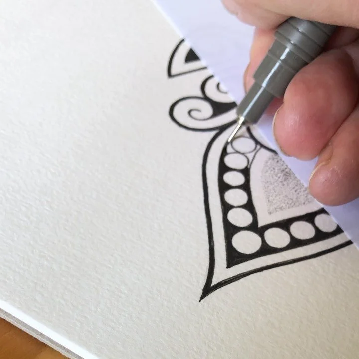 Last fill to the weekend&rsquo;s project. Very happy with this #henna inspired piece. Drawn on #watercolourpaper