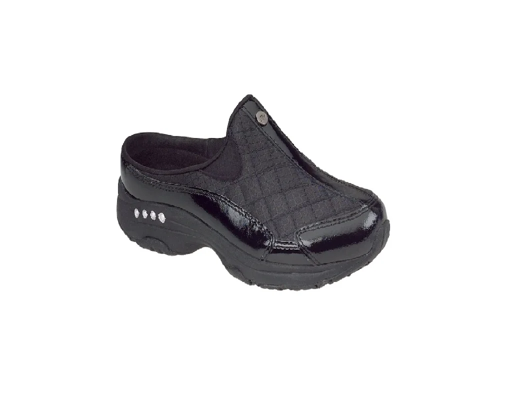 Easy Spirit Women's Traveltime Clog Black / Silver Patent
