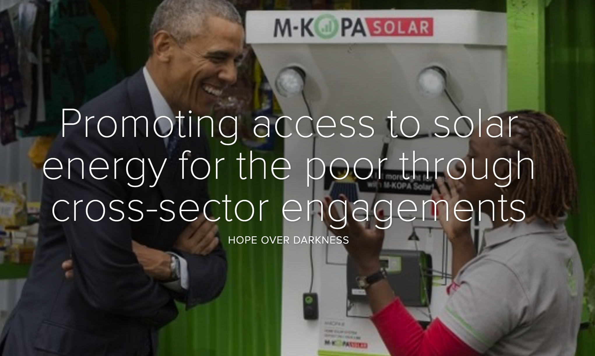 Promoting access to solar energy for the poor through cross-sector engagements