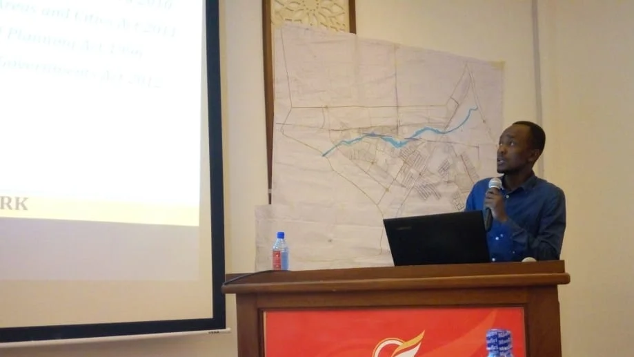 Kheleon Nyambuga, planner at SDI Kenya, presents at the July workshop. Photo: SDI Kenya