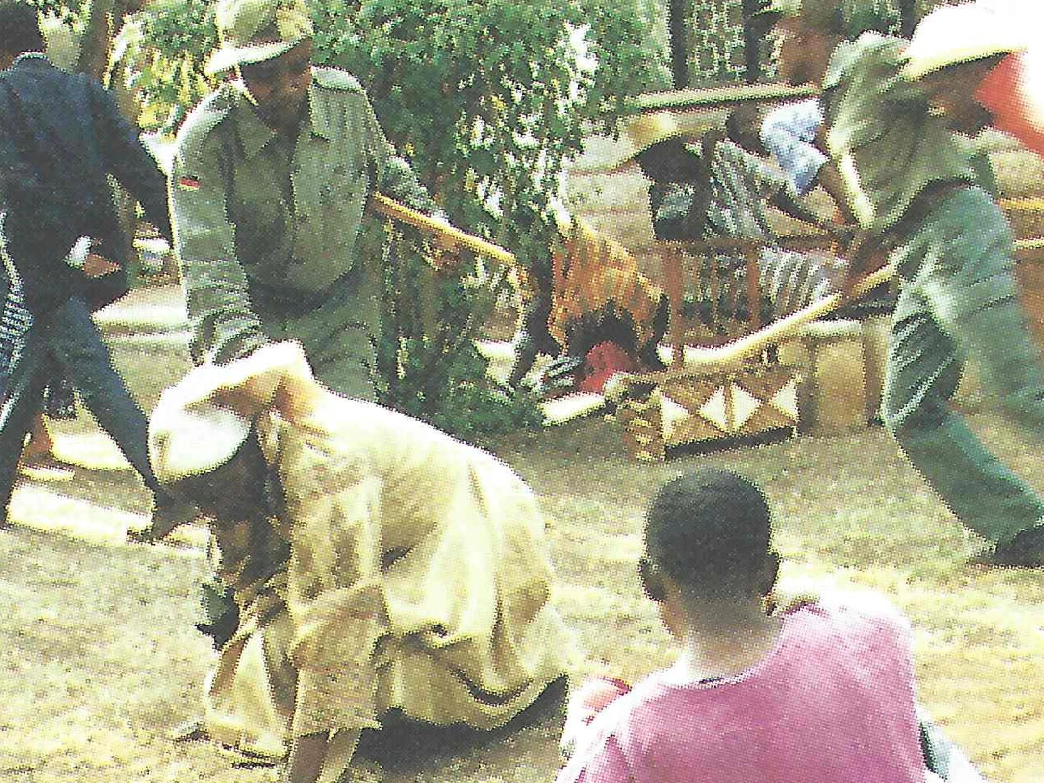 1997: A Kenyan grassroots theatre group performs stories of forced evictions and land struggles, as part of community mobilising efforts in informal settlements. Top right: Joseph Kimani, one of Muungano’s early community mobilisers. Source: Amnesty International, via Joseph Kimani.
