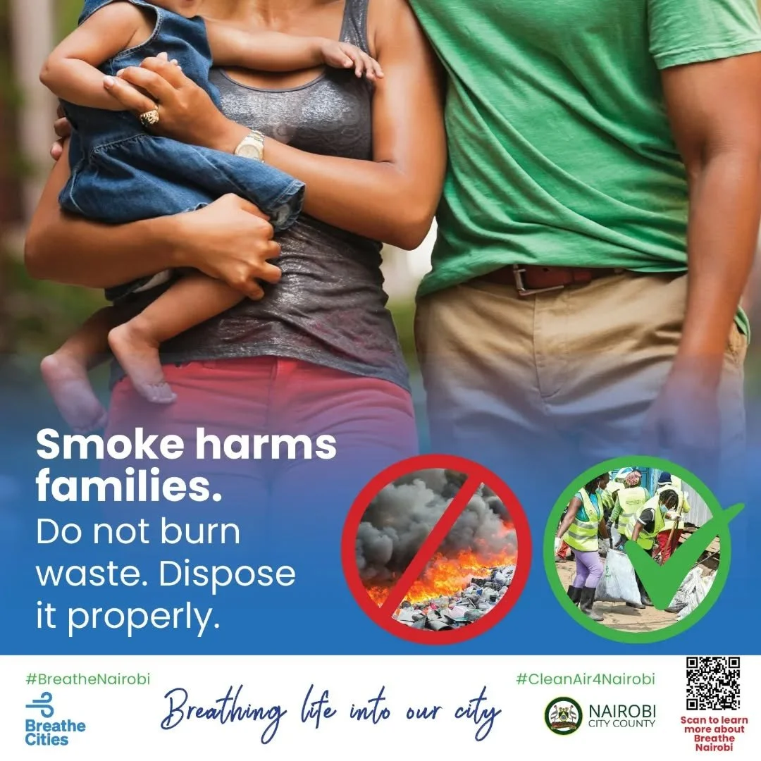 Burning waste poisons the air we breathe. 😷💨

Proper disposal protects our families.🏘️ In Nairobi's informal settlements, smoke from burning sites drifts into homes, harming kids' lungs and everyone's health. 

Choose sorting, recycling, or commun