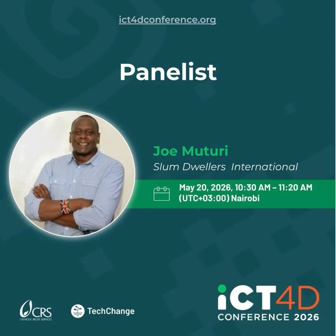 📢 Join us at the ICT4D Conference 2026 as Joe Muturi, President of Slum Dwellers International (SDI), speaks on the power of community-led data and local ownership in shaping inclusive cities.

For Muungano wa Wanavijiji and the wider SDI network, c