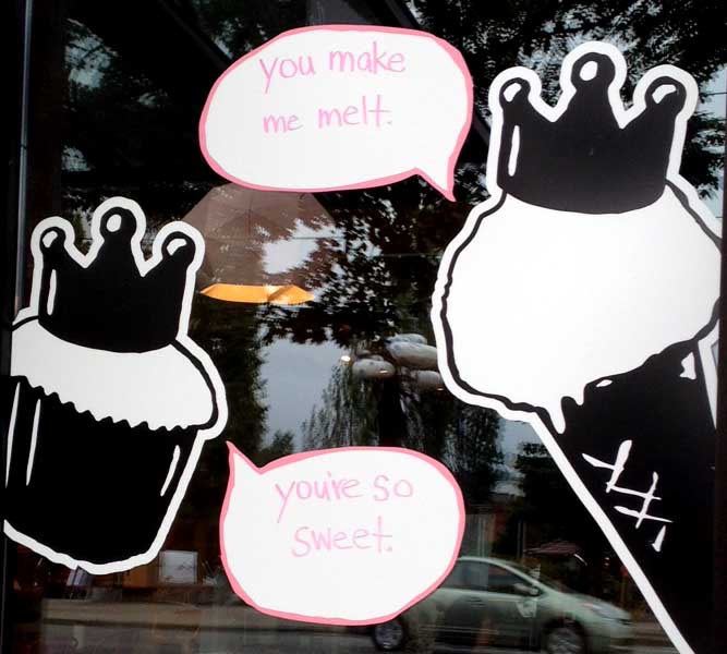 Promotional Signage "You make me melt" Ice Cream Cone and "You're So sweet" Cupcake