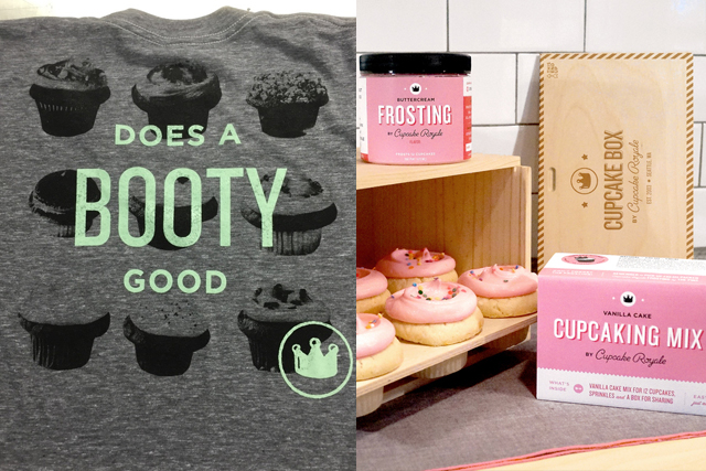 Cupcake Royal T-shirt Design, "Does A Booty Good" and Cupcake Packaging