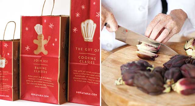 SLT Holiday Bag Design and Chef Cutting Artichokes