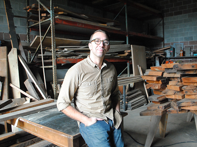 Brackish Designs Andy Whitcomb in his wood working studio