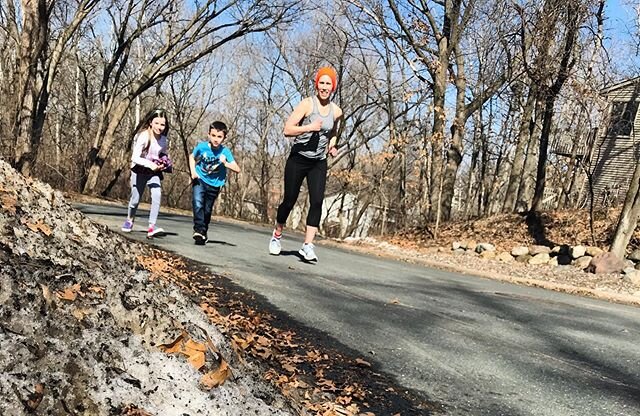 Making the most of the sunshine with ladder runs around the block. Getting creative with workouts during social distancing. These two joined me on the last run! #motrstrong