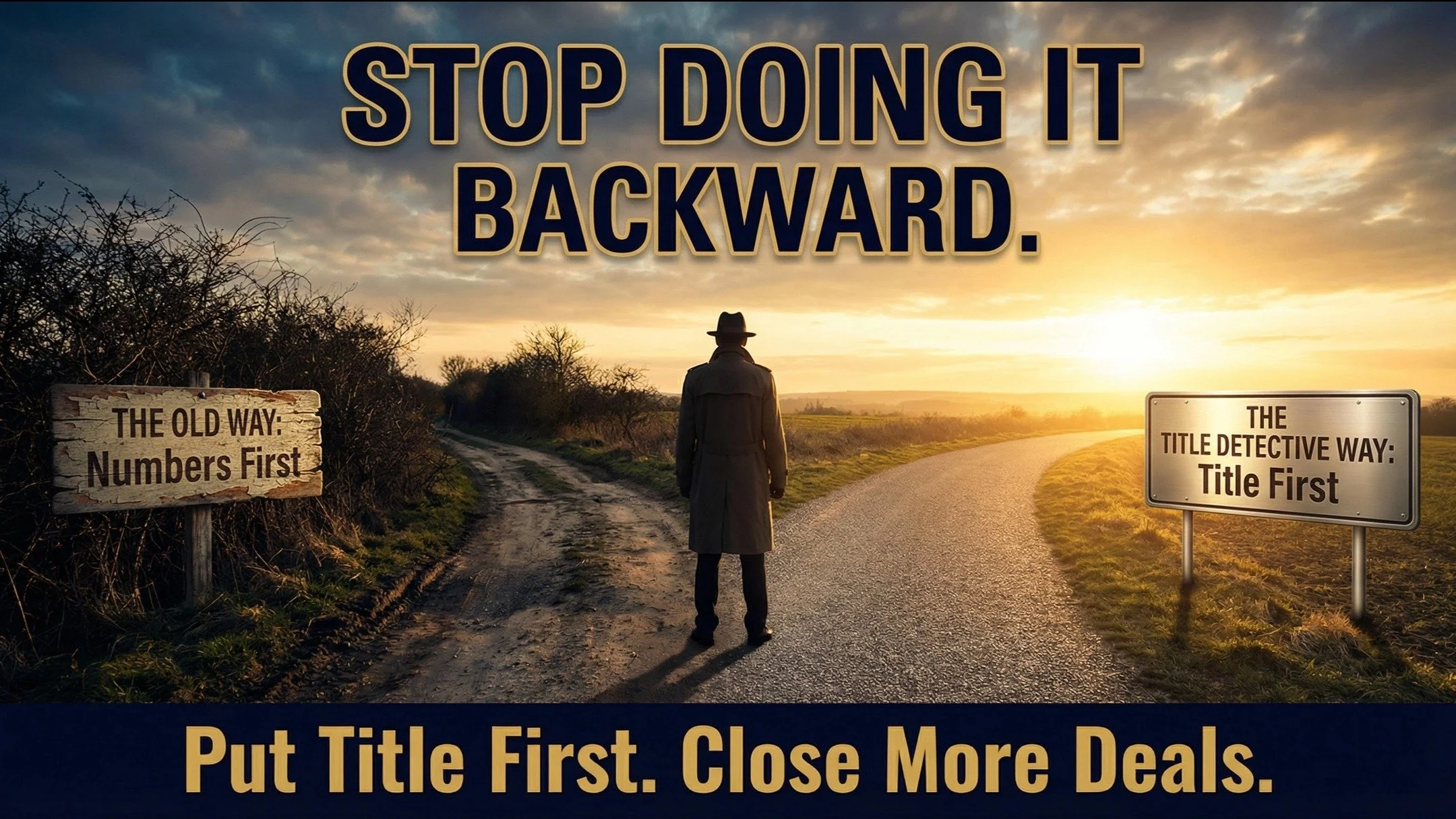 Why did I create the TIP Method? 

Because I was tired of seeing investors, myself included, do things backward.

The industry teaches you to analyze the deal, run the numbers, and make an offer... and then, almost as an afterthought, check the title