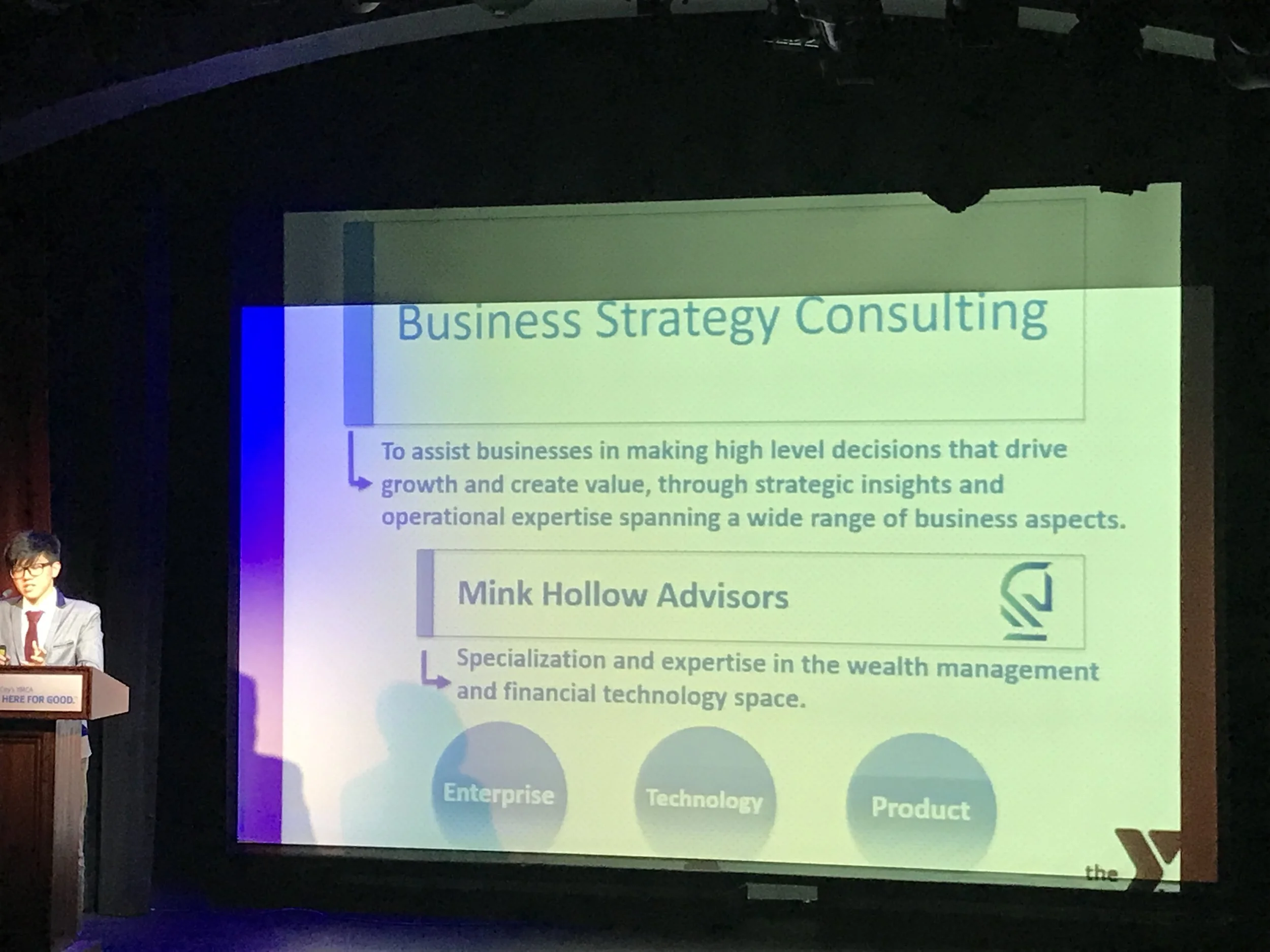 Gavin gives a glowing review of MHA at the Teen Career Connection Presentation Night!