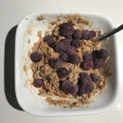 Added some blueberries to my oatmeal in the morning.