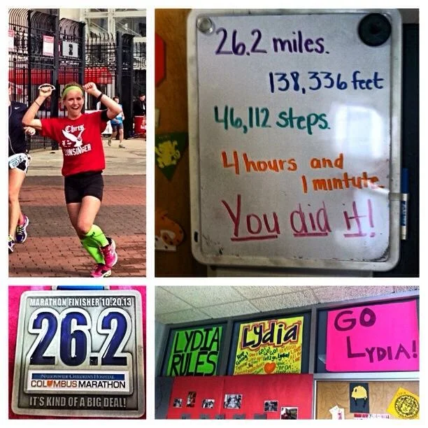 My excitement as I come out of Ohio Stadium, and all the signs my employees made for me and then posted on my office.