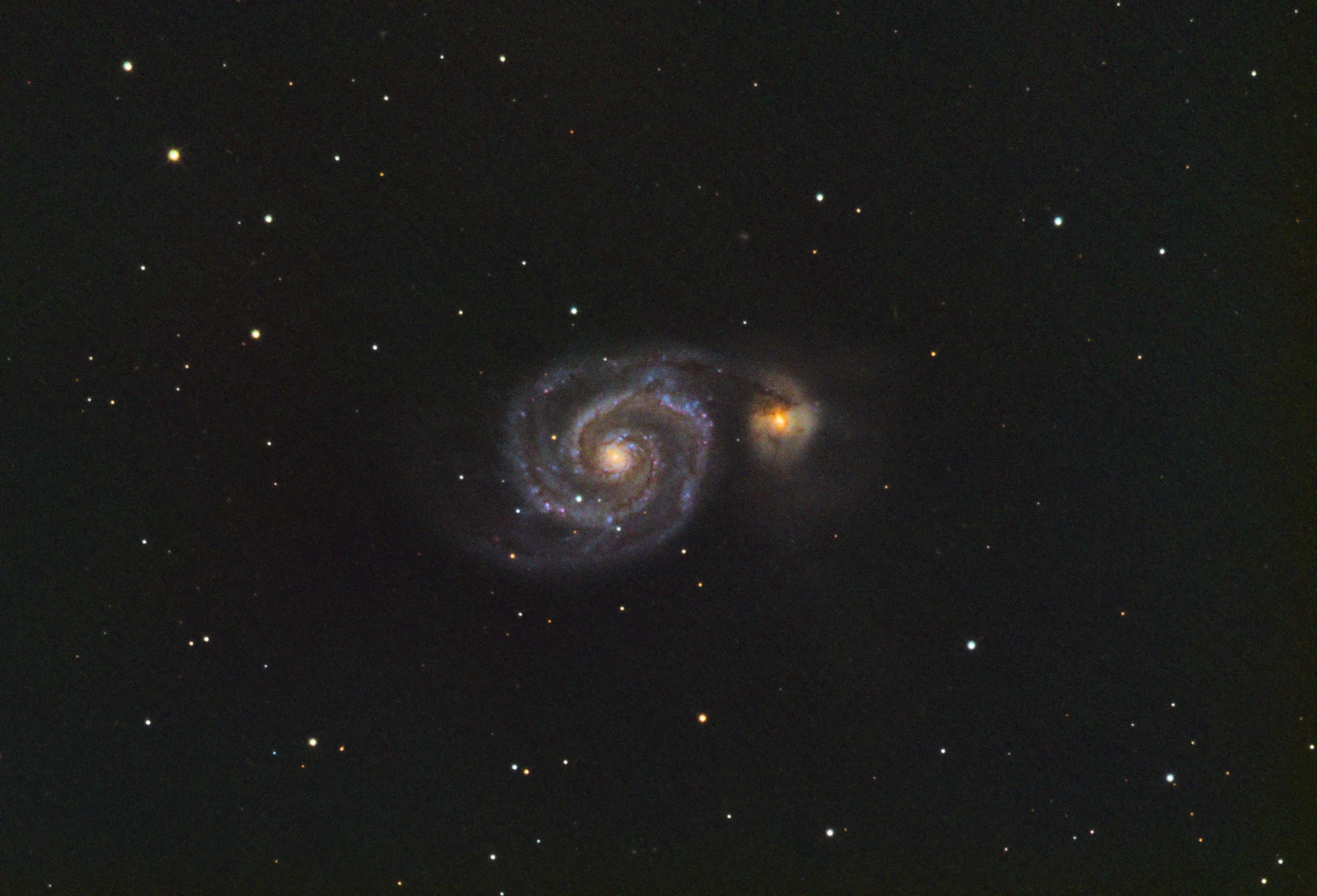 M51, Whirlpool galaxy taken on this setup later that evening.