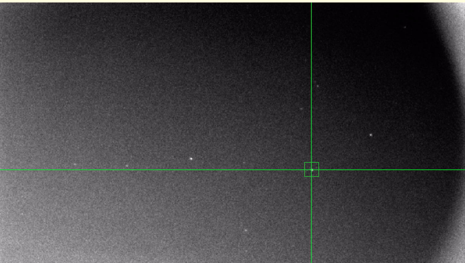 This was the view through the OAG of the star field shown in the image at the top of the post. It can be quite challenging to find a star to guide on when imaging galaxies that don’t have a cluster of stars like M38 above.