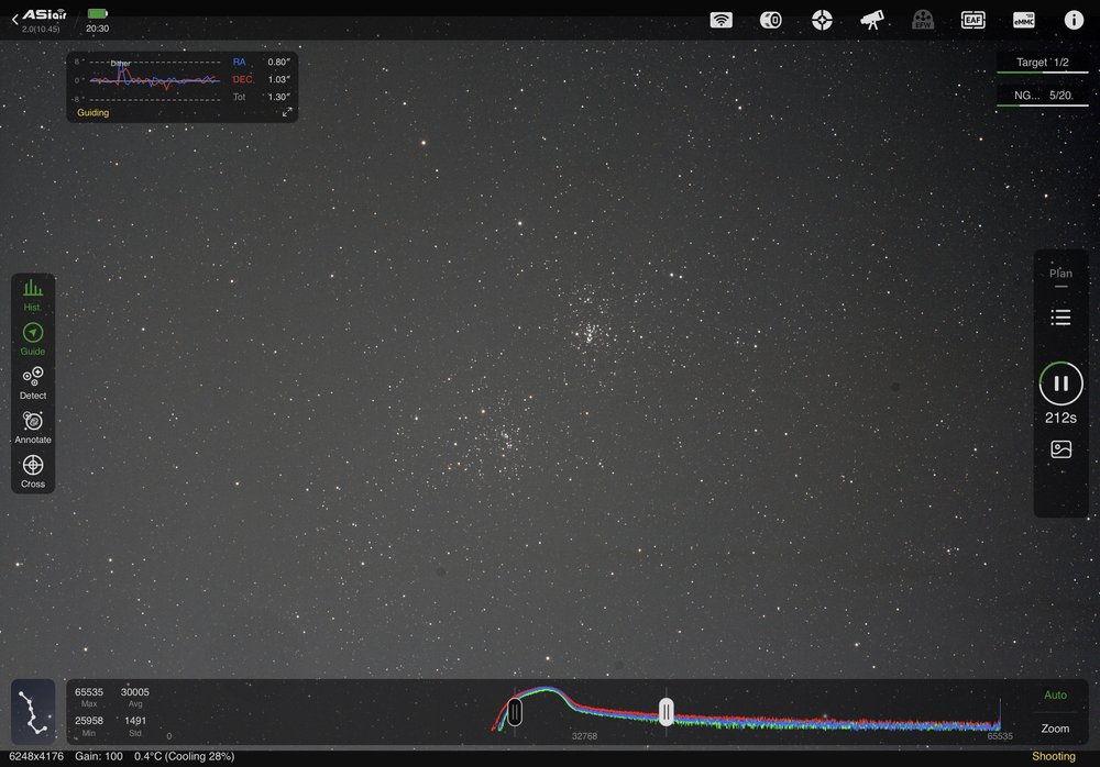  The first images from the first target in my plan are starting to come through. The Double Cluster appears! 